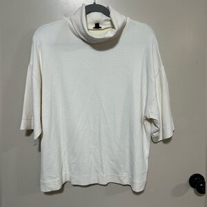 J.Crew 365 Textured Crepe Drop-Sleeve Turtleneck Top - cream size L